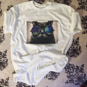 Cat Space Galaxy Glasses Women's T-Shirt